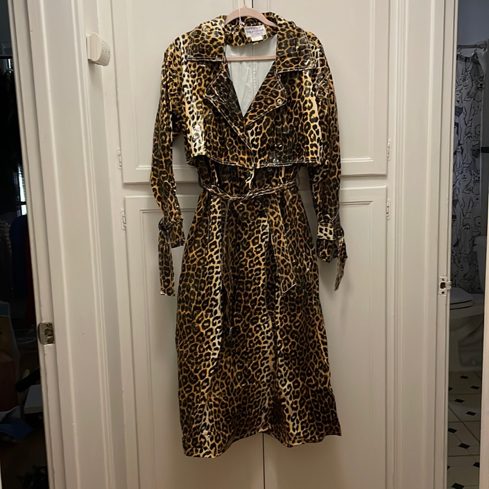 Vintage 80s leopard raincoat trench coat
